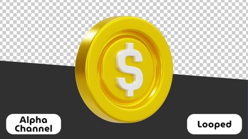 3D Dollar Coin Animation | Finance and Currency | Alpha Channel
