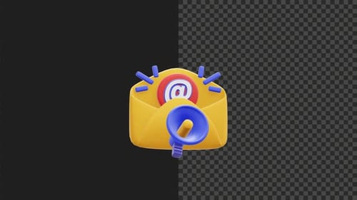 3D Animated Email Marketing Megaphone Announcement Icon