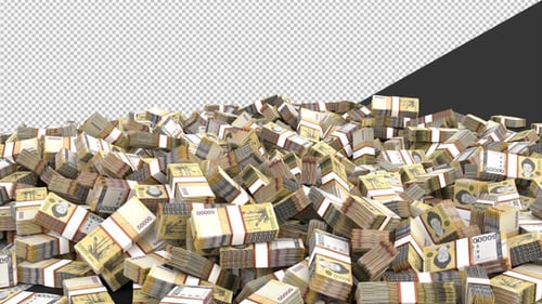 3D 50000 Korean Won Money Falling | Alpha Channel