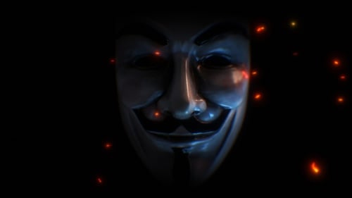 Máscara anónima de Guy Fawkes 03 con brasas