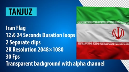 Waving Iran Flag Animation with Alpha Channel