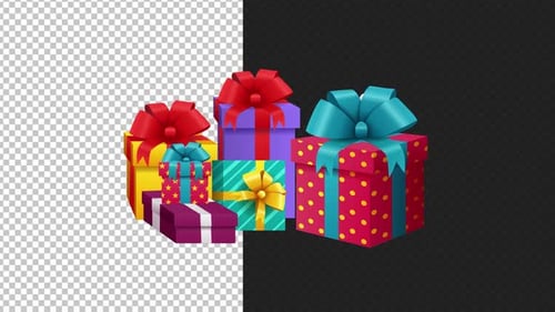 Gift Box Animation Alpha Channel