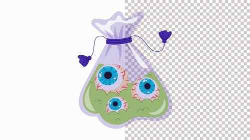 Eyes In Transparent Bag Animation Alpha Channel