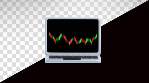 3D Animation of Laptop with chart