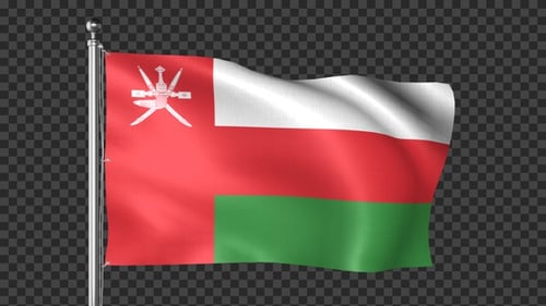 Oman National Flag Waving with Alpha Channel