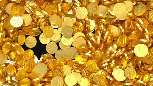 Swirling Gold Yuan Coins On Alpha