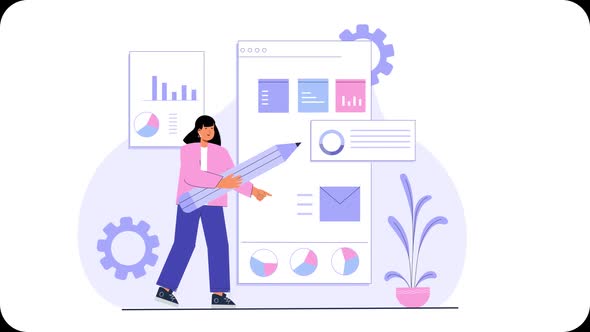 Cena de animação de design UX de personagem feminina , Animação gráfica ...
