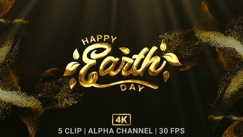Happy Earth Day Text Animation Pack with Golden and Colored Variants