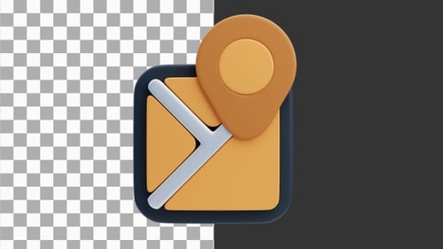 3D Animation of Map Finding Direction and Destination | Alpha Channel