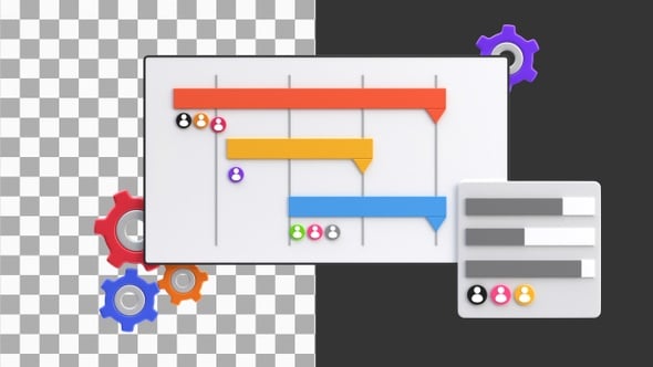 3D Animation of Project Task Timeline | Alpha Channel, Elements Motion ...