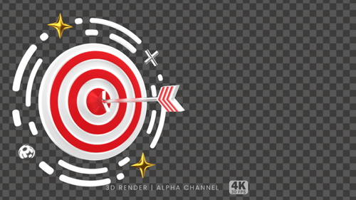 Animated 3D Target Arrow Hit for Business Success