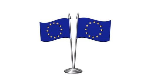 Alpha mit gekreuzter Flagge der Europäischen Union
