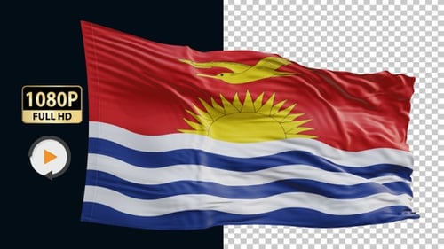 Realistic Kiribati National Flag Waving Seamless Loop Animation