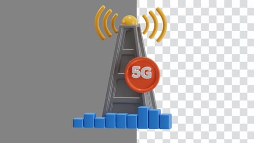 3D Animation of Millimeter Wave 5G Network Tower | Alpha Channel