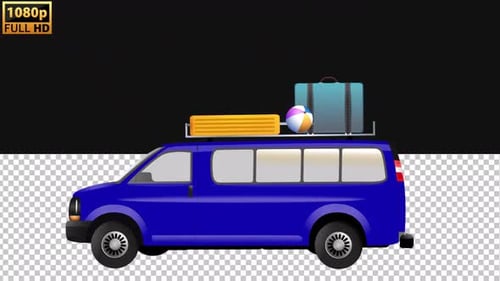Travelling Van With Bags | Alpha Channel