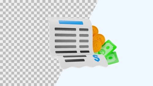 3D Animation Icon of Bill Payment | Alpha Channel