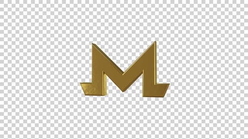 Rotating Golden Monero XMR Cryptocurrency Symbol 3D Animation