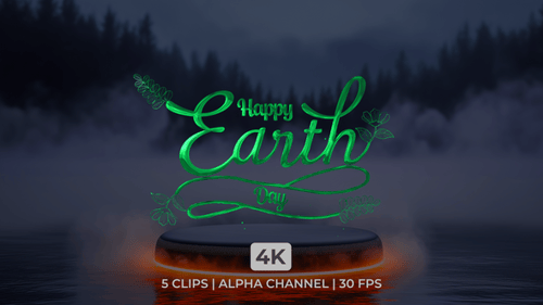 Glowing Fluid Happy Earth Day Title Reveal Animation