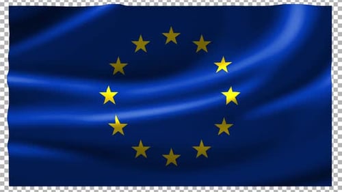European Union Flag Waving Seamless Loop Animation