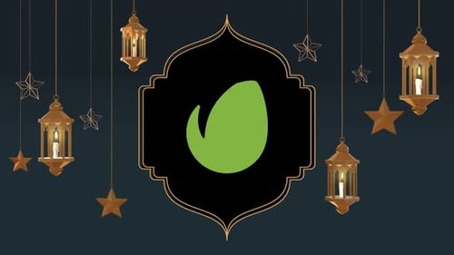 Ramadan or Eid Mubarak Horizontal Animated Frame with Lanterns