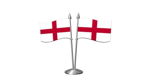 Two England Flags Waving on Chrome Poles