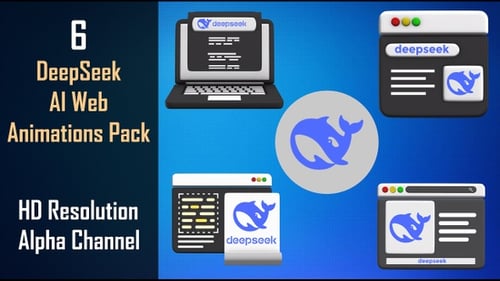 Pack d'animations Web DeepSeek AI — Recherche futuriste et graphiques animés pour navigateur