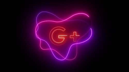 Animated Glowing G+ Logo in Neon Style