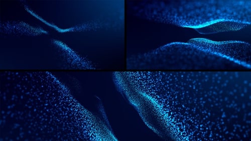 Abstract Blue Wavy Particles Pack