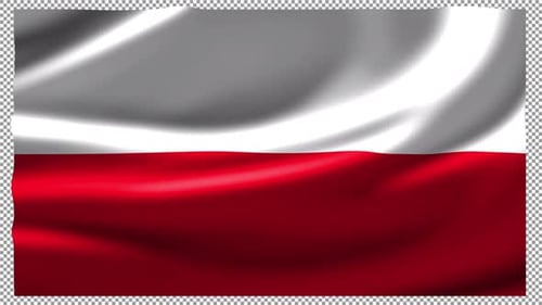 Poland Flag Waving Wave Silk Fabric Seamless Loop Looped Fast Alpha Channel Flutter Fluttering