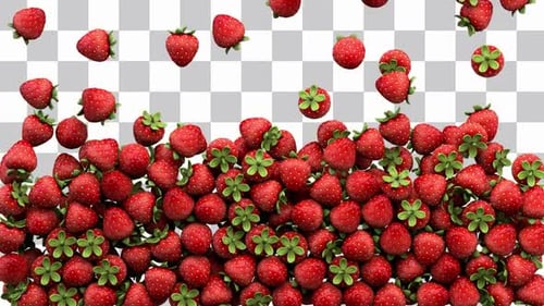 Falling Strawberries Fruit Animation Overlay