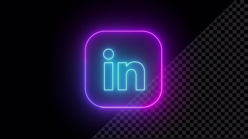 Neon LinkedIn Logo Outline Glow Animation