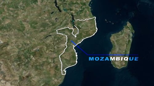 Mozambique Map Reveal with Animated Text and Country Outline