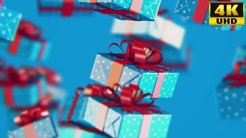 Festive Gift Boxes Falling in a Seamless Loop Background