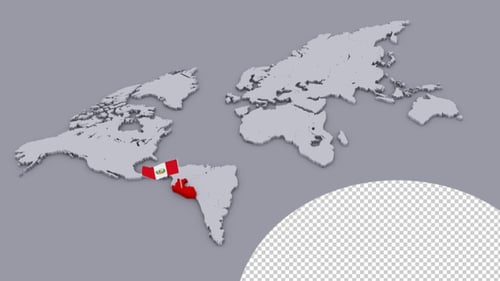 Animated 3D World Map with Country Flag Pinpointing