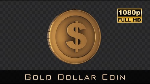 3D Golden Dollar Coin Rotating Animation