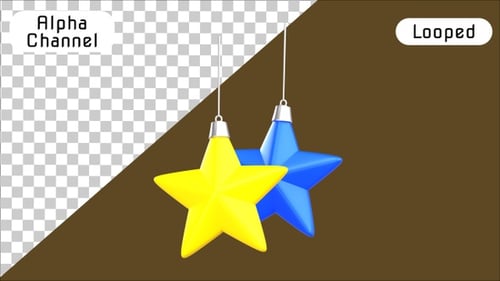 3D Hanging Star Ornaments Festive Decoration | Alpha Channel