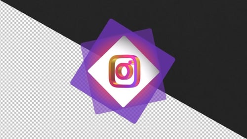 3D Instagram Logo Rotation Reveal with Geometric Background