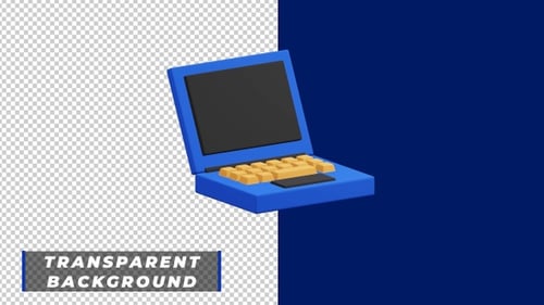 Modern 3D Laptop Rotating Animation with Alpha Channel