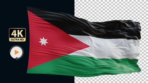 Realistic Waving Flag of Jordan with Alpha Channel