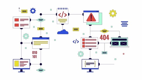 Software development lifecycle line 2D object animation