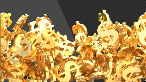 3D Animation of Transition Made By Dollar Symbols | Alpha Channel