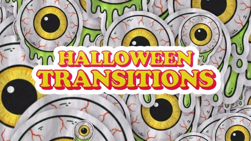 Animated Halloween Sticker Transitions Pack with Glitch Effect
