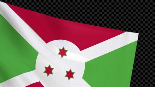 Realistic Burundi Flag Waving on Transparent Background
