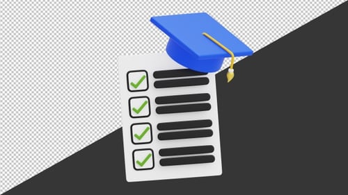3D Animation of Scholarship Graduation Checklist | Alpha Channel