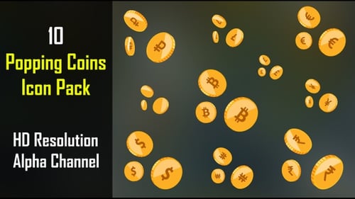 Animated Falling Gold Coins with Currency Symbols