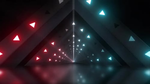 Tunnels lumineux triangulaires colorés de 4 K
