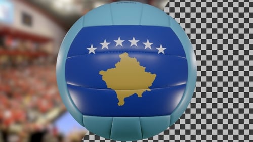 3D Animated Kosovo Flag Volleyball Spinning Seamless Loop