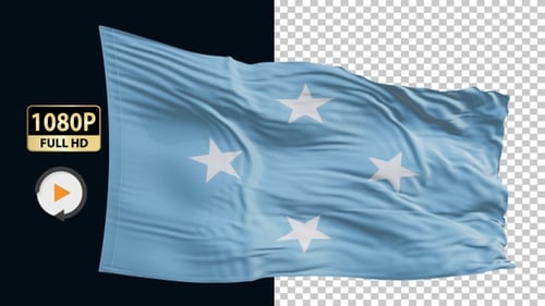 Micronesia National Flag Waving in Realistic Fabric Animation
