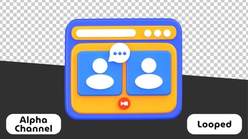 Online Meeting UI 3D Animation | Alpha Channel