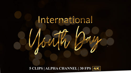 International Youth Day Elegant Title Reveal Animation with Alpha Channel